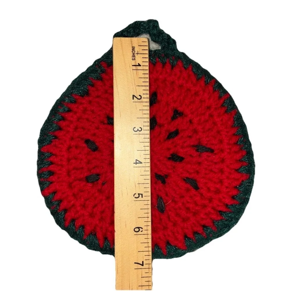 Handmade Trivet Hot Pad Pot Holder Watermelon Crochet Decor Handmade (2) NEW